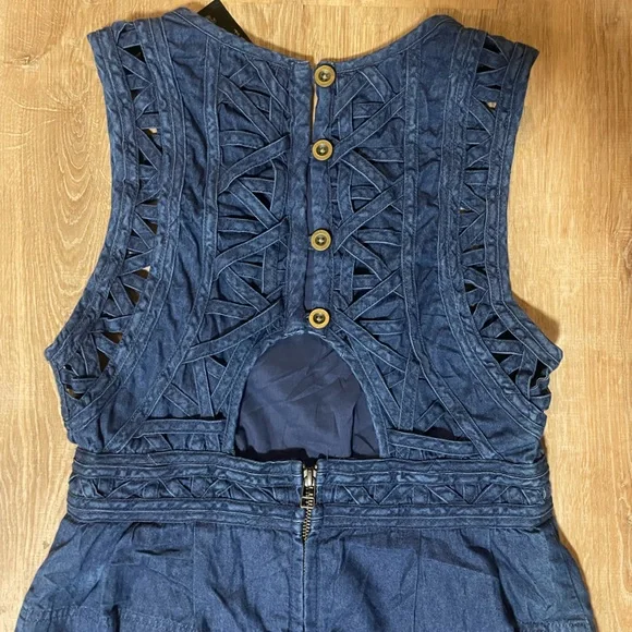 Free People New Romantics Highland Lattice Denim Dress - Picture 8 of 10